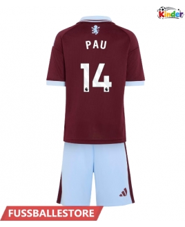 Günstige Aston Villa Pau Torres #14 Heimtrikotsatz Kinder 2026-27 Kurzarm (+ Kurze Hosen)